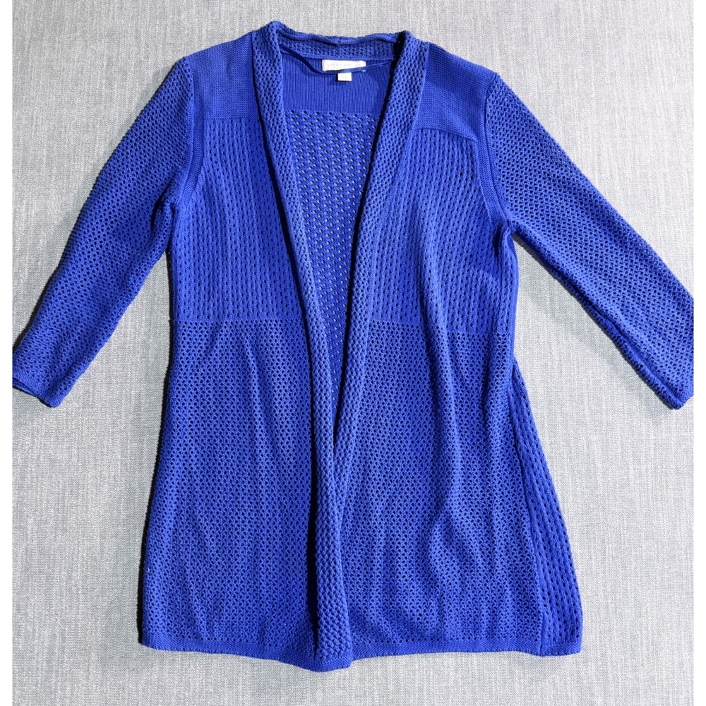 Laura Ashley Royal Blue Mixed Knit Open Front Longline Cardigan XL